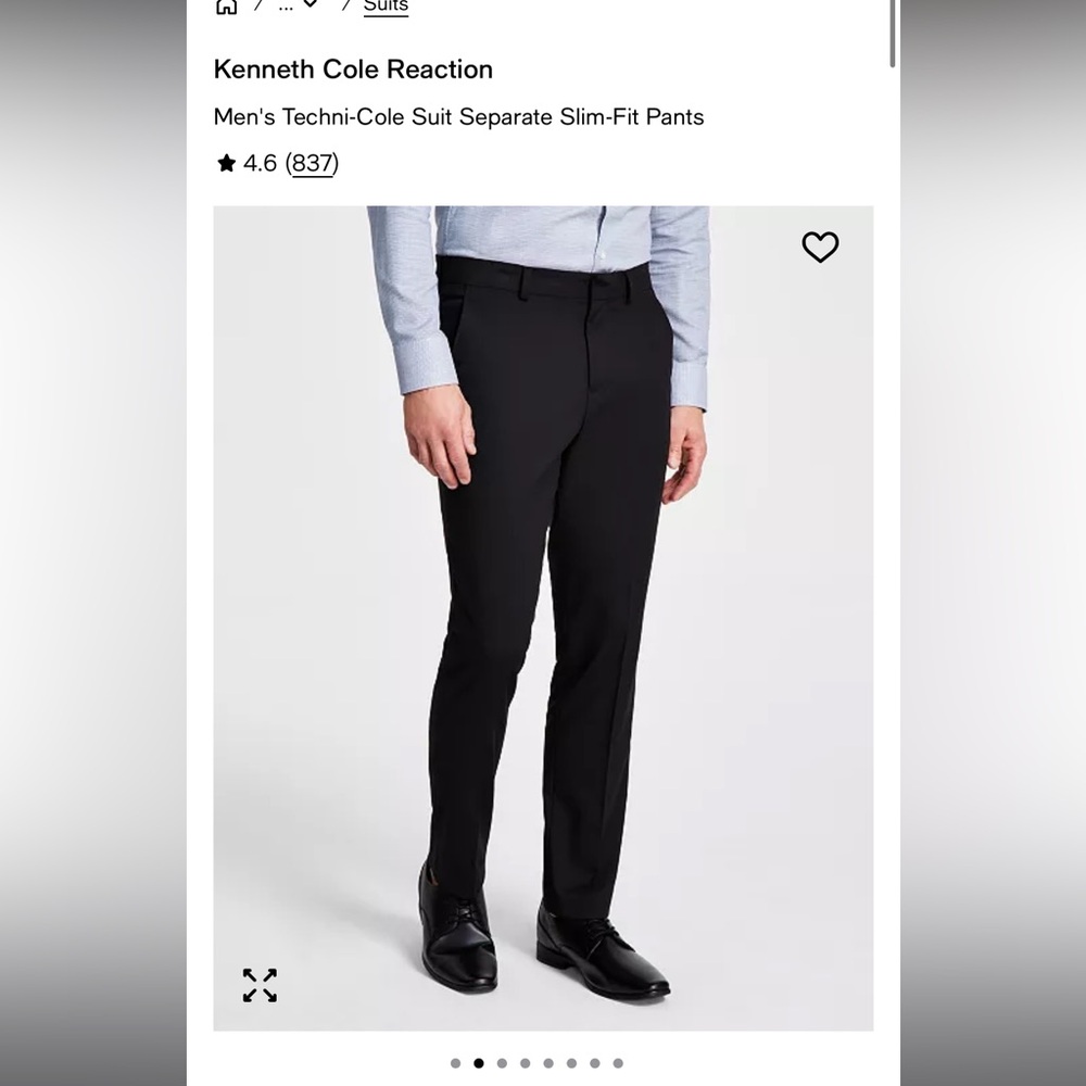 Kenneth Cole Reaction Men’s Suit Slim-Fit Pants, new with tags 36 W x 34 L